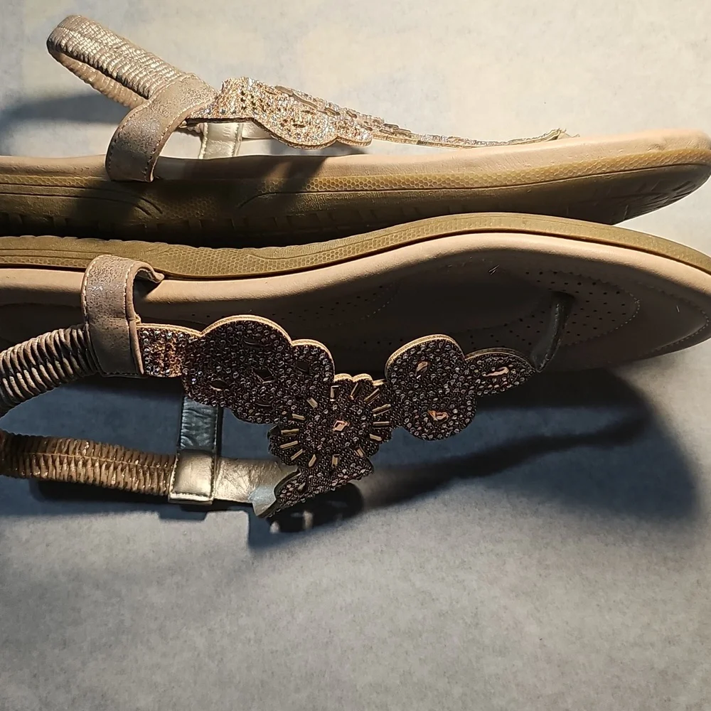 Nicole Elegant Gold Beaded Sandals
